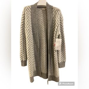 NWT Women’s Grey Peyton Primrose Open Front Chevron Cardigan, Size M